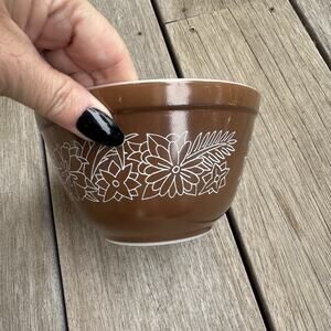Pyrex Woodland Brown Floral Small 401 Nesting Mixing Bowl 750ml Vintage Cottage